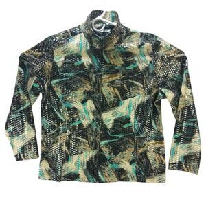 Womens laura ashley long sleeve blazer jacket size L Large abstract poly blend